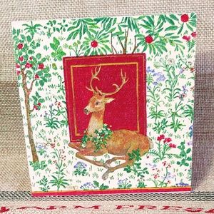 HANDCRAFTED TIERED TRAY DECOR/MINI WOOD SIGN/CHRISTMAS DEER DECOUPAGE HOME DECOR